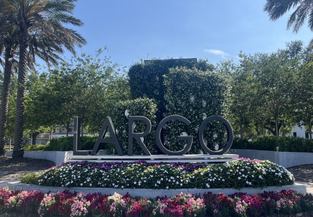 Largo, Florida city sign and gardens