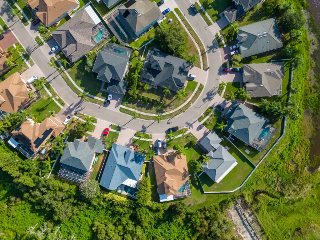 Aerial view of a New Port Richey, Florida neighborhood