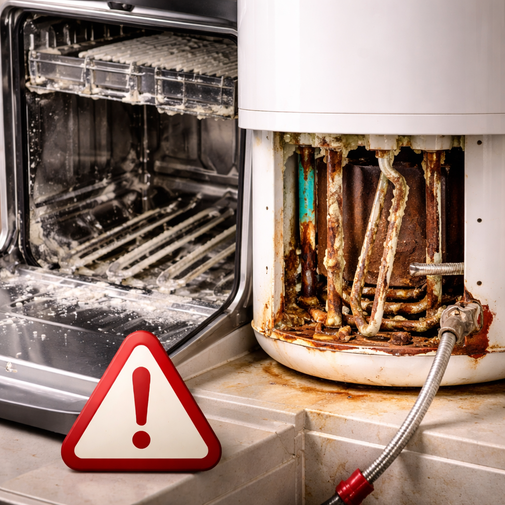 Reduced lifespan of appliances like water heaters and dishwashers