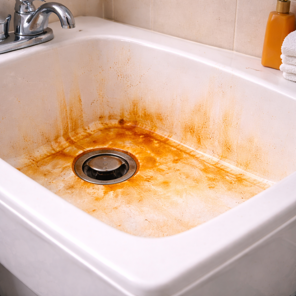 Stains in sinks, tubs, and laundry
